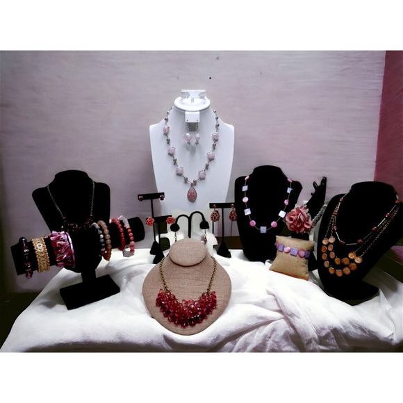 Jewelry - Jewelry Lot PRETTY IN PINK bracelets necklace earrings stones shell glass
